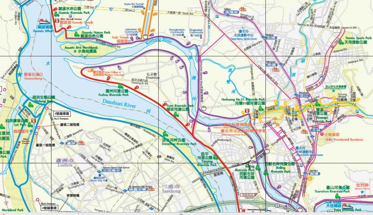 mapa Taipei cesta na kole