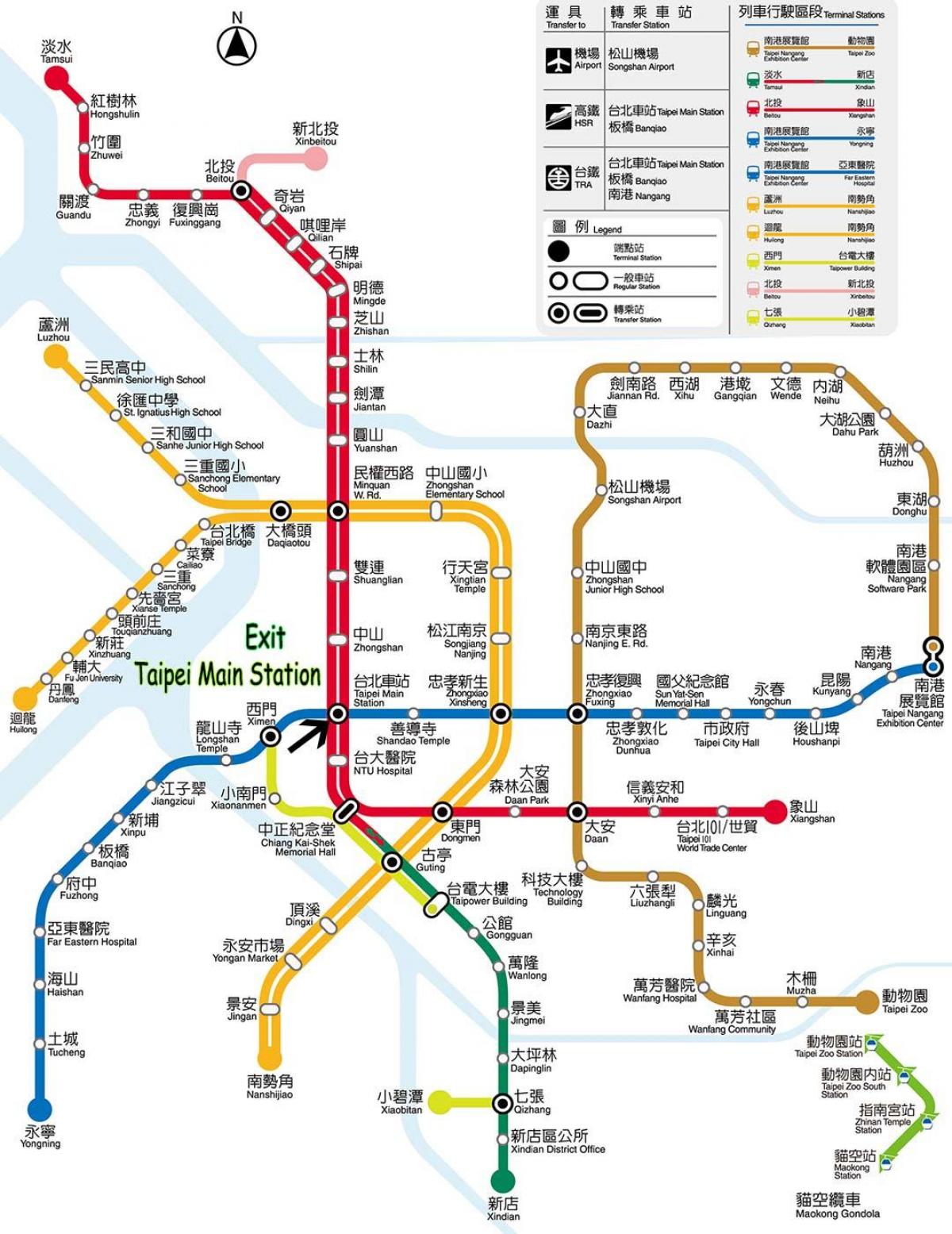Taipei hlavní stanice metra mall mapě