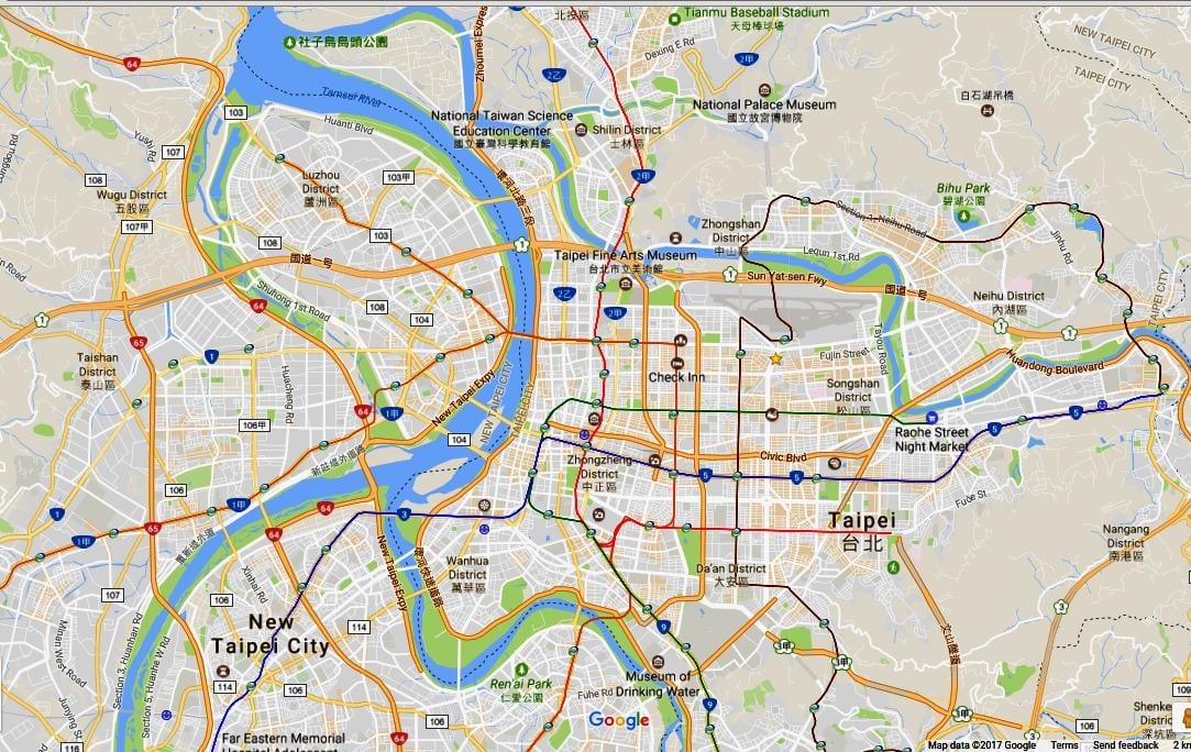 Taipei cyklistická mapa