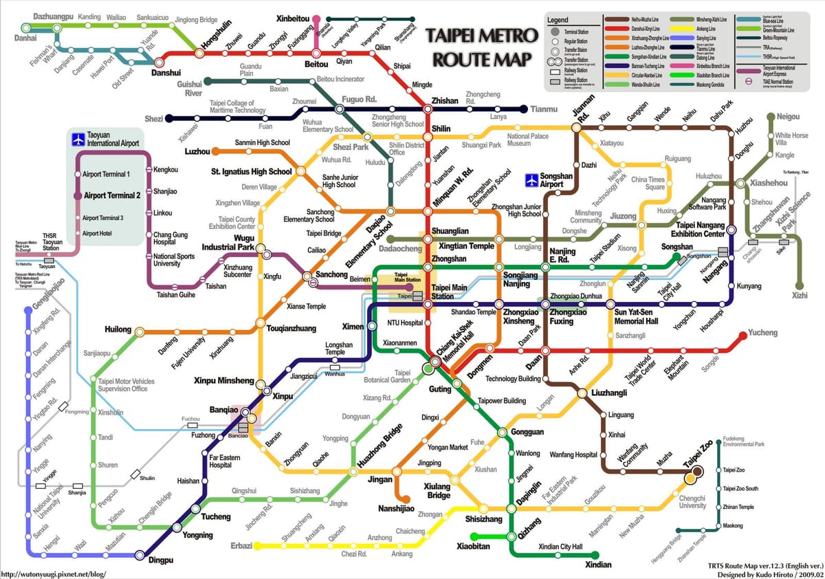 metro Taipei mapě