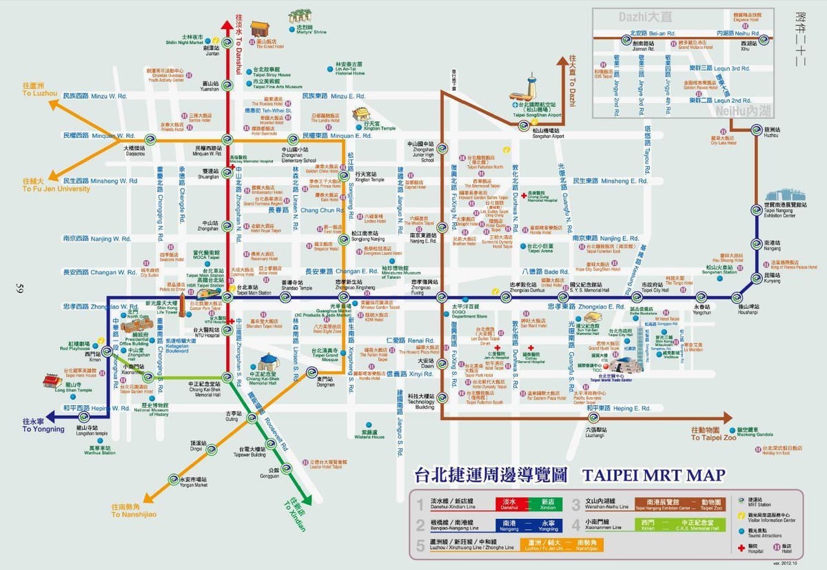 Taipei metro mapa s atrakcemi