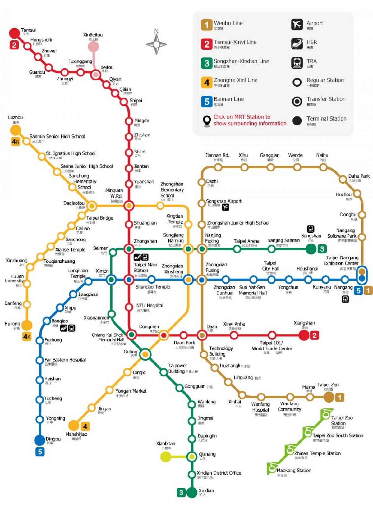 Taipei metro station mapě