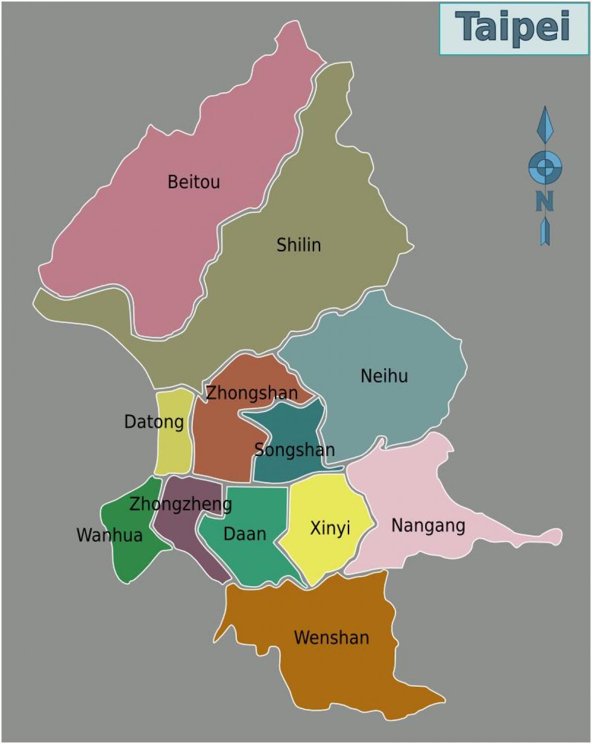 Taipei city okresní mapě