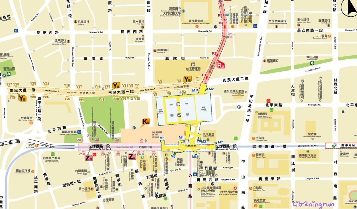mapa Taipei podzemní nákupní centrum