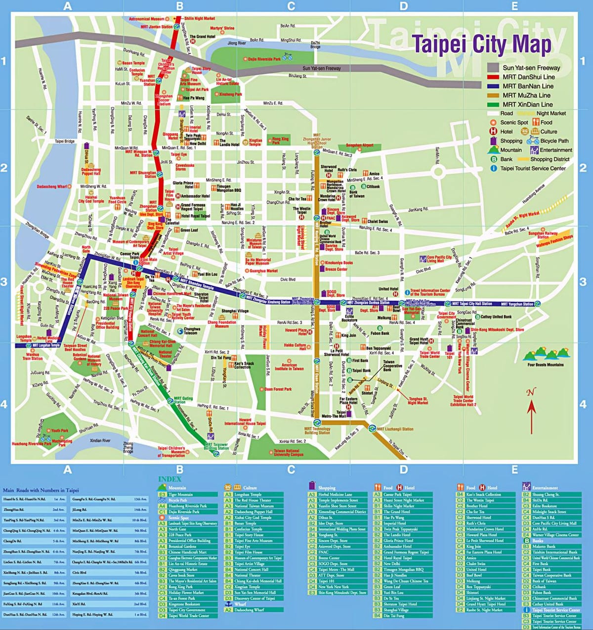 Taipei turistických míst mapě