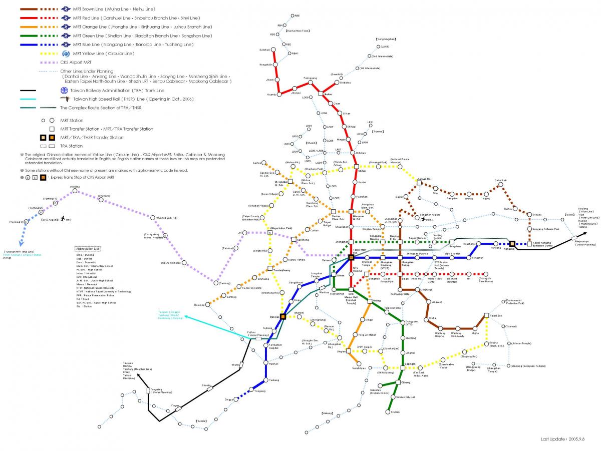 Taipei železniční mapě