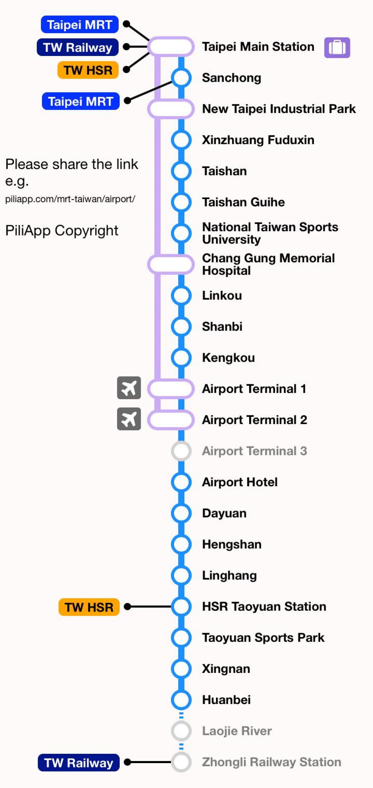 Taipei mrt map taoyuan letiště