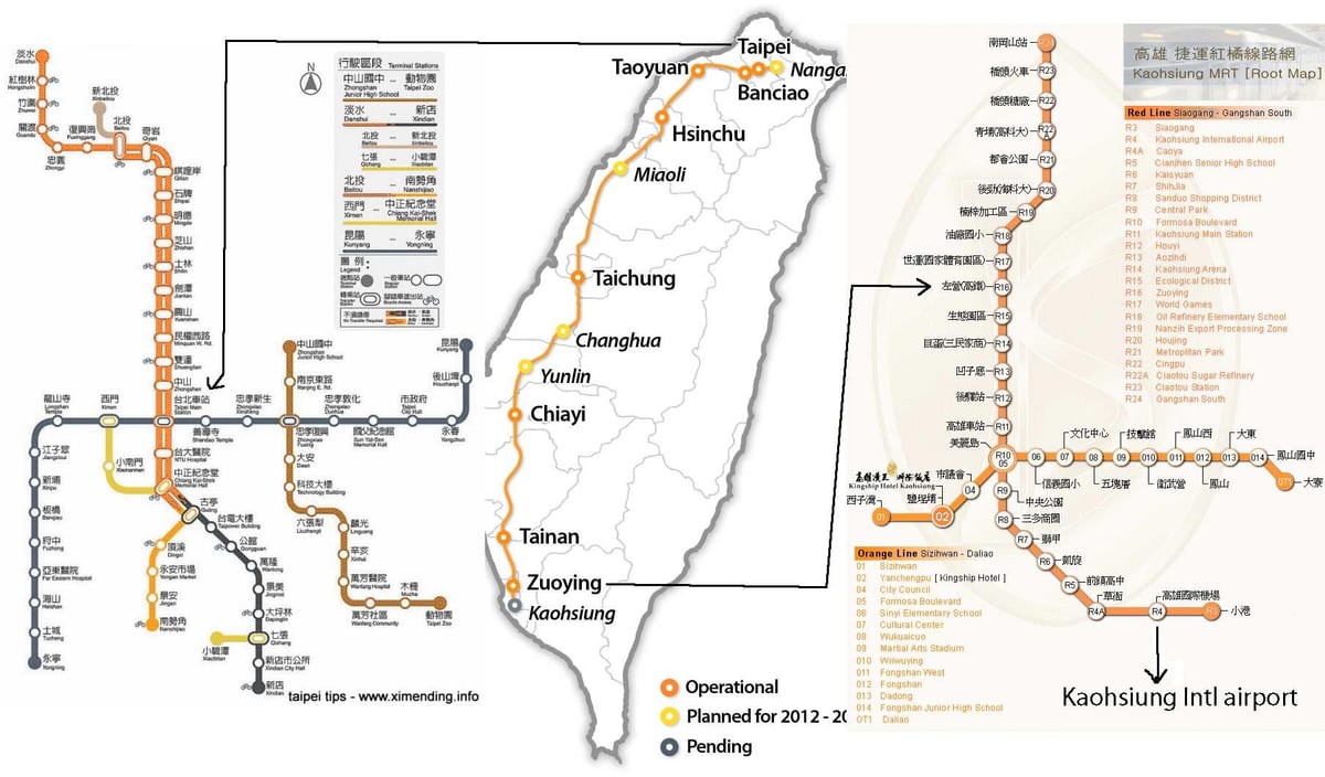 mapa Taipei high speed rail station