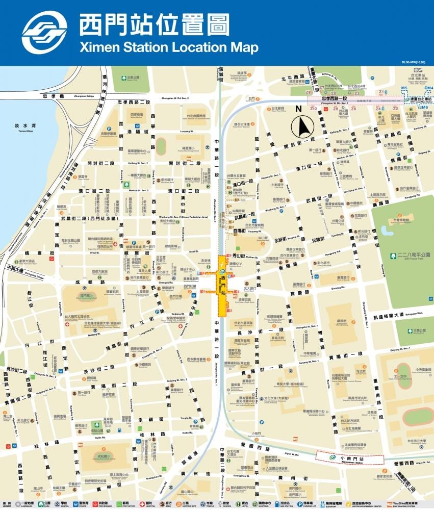 ximending mrt mapě