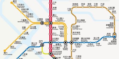 Mapa Taipei mrt jízdné 